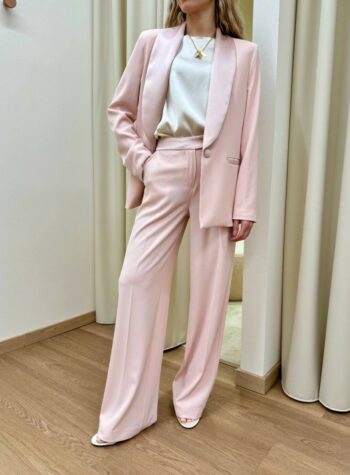 Shop Online Pantalone dettagli raso rosa pastello Susy Mix