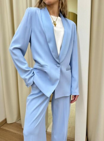 Shop Online Giacca dettagli raso azzurro pastello Susy Mix