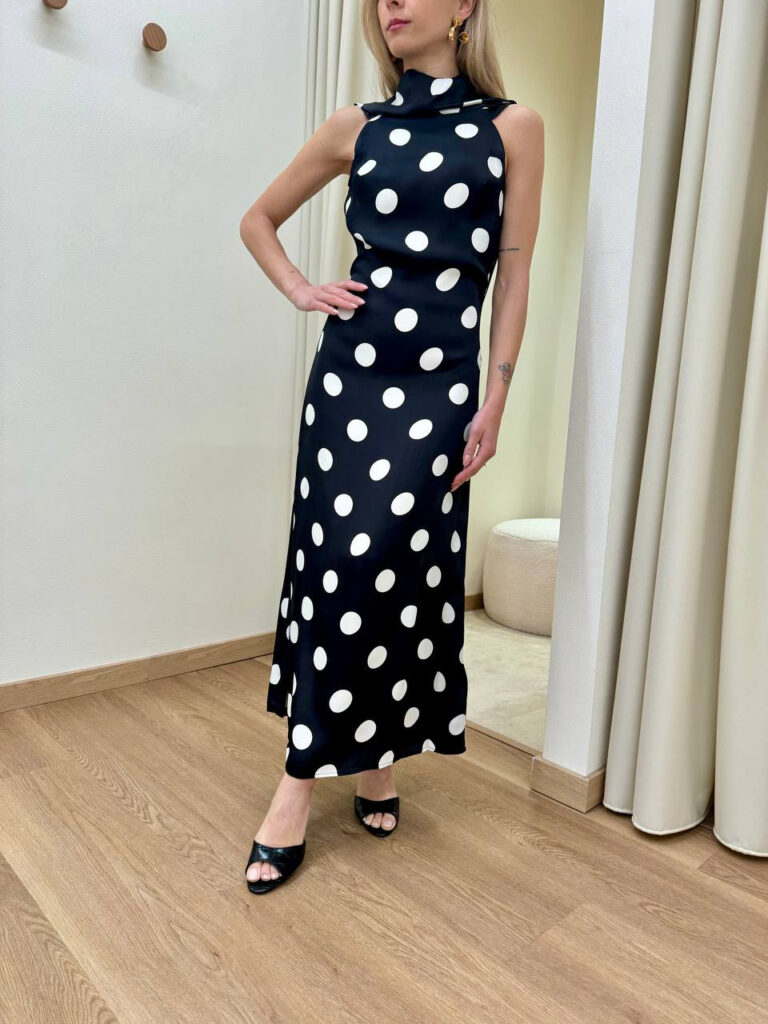 Abito midi Vera nero pois bianchi Mar De Margaritas Shop Online Abito midi Vera nero pois bianchi Mar De Margaritas