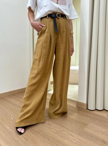 Shop Online Pantalone fluido doppia pince cammello Vicolo