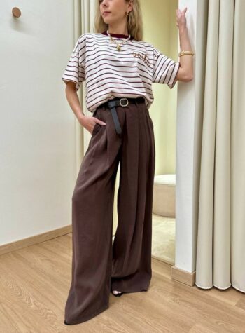 Shop Online Pantalone fluido doppia pince moro Vicolo