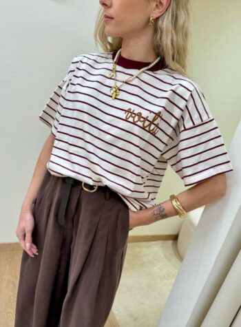 Shop Online T-shirt righe vino scritta "voilà" Vicolo