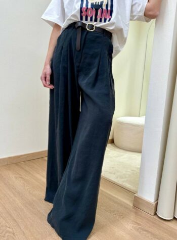 Shop Online Pantalone fluido doppia pince nero Vicolo