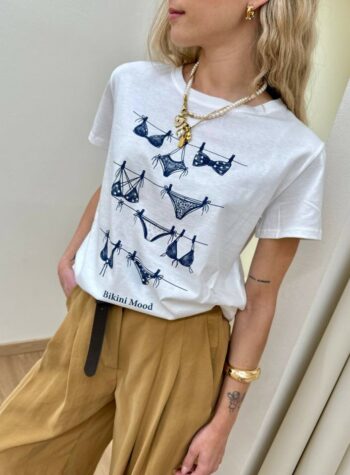 Shop Online T-shirt regular panna stampa "Bikini Mood" Vicolo