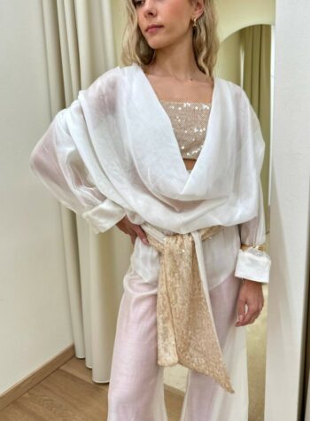 Shop Online Blusa scollo gronda e top paillettes bianca HaveOne