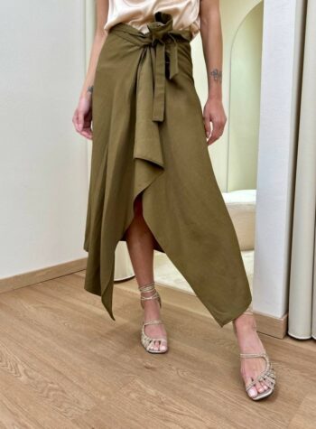 Shop Online Gonna midi a portafoglio verde militare Kontatto