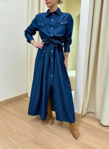 Shop Online Vestito chemisier lungo blu Susy Mix