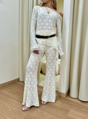 Shop Online Pantalone flare pizzo burro HaveOne