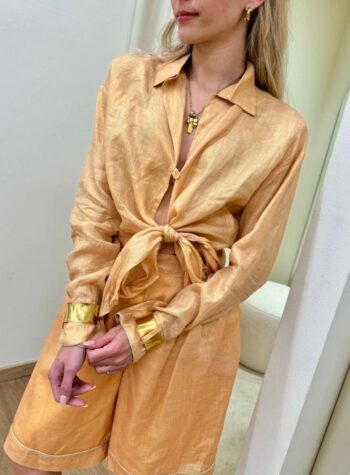 Shop Online Blusa semitrasparente in ramiè color albicocca Souvenir