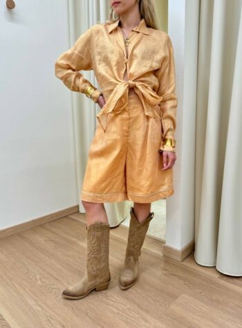 Shop Online Bermuda in ramiè color albicocca Souvenir