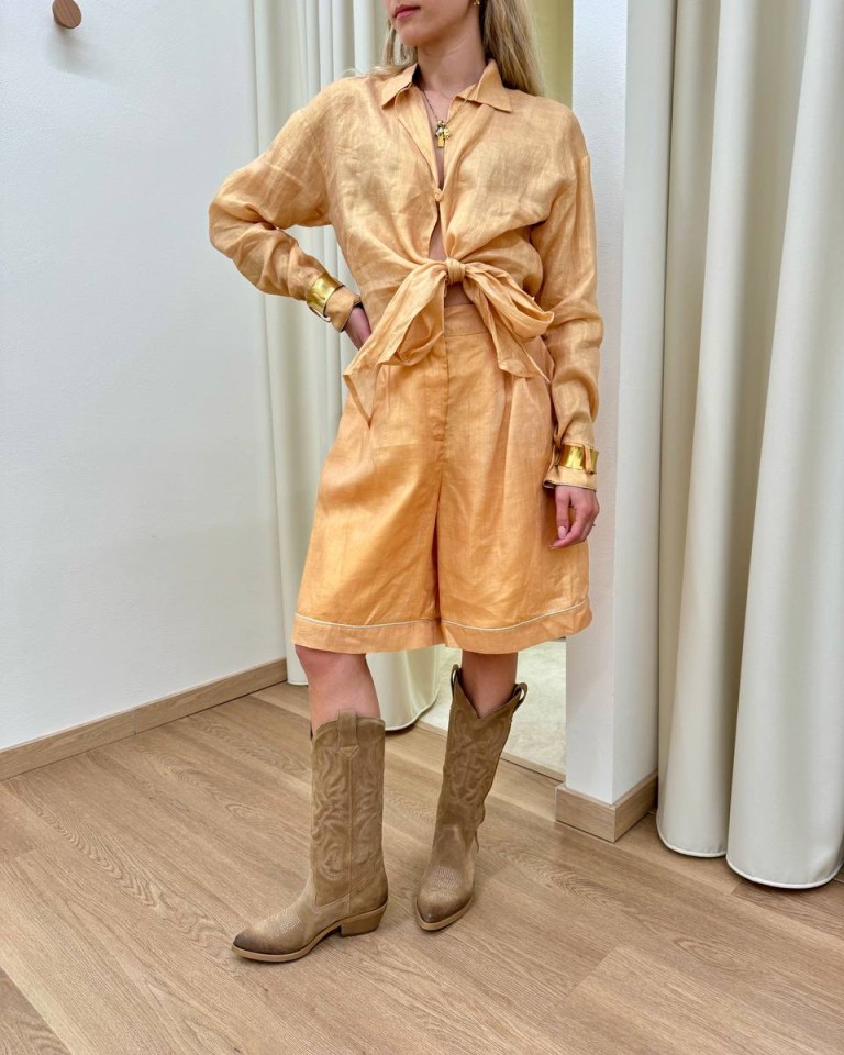 Bermuda in ramiè color albicocca Souvenir Shop Online Bermuda in ramiè color albicocca Souvenir