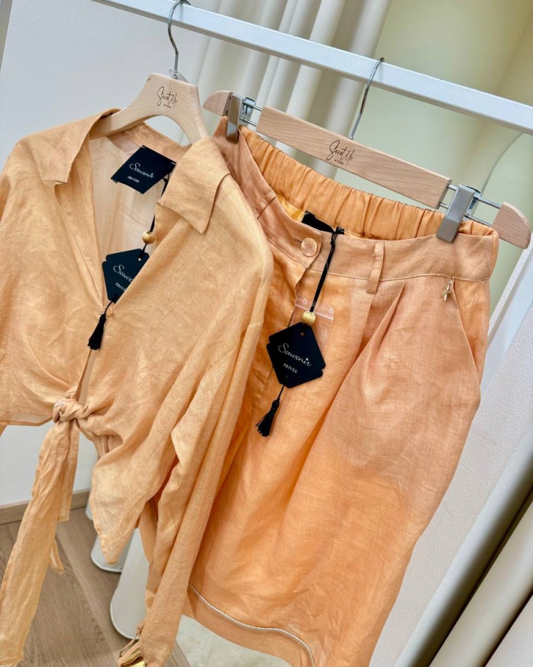 Bermuda in ramiè color albicocca Souvenir Shop Online Bermuda in ramiè color albicocca Souvenir