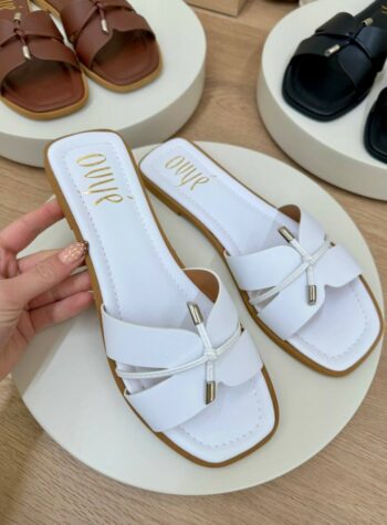 Shop Online Ciabatta nodo nappa bianca Ovyè