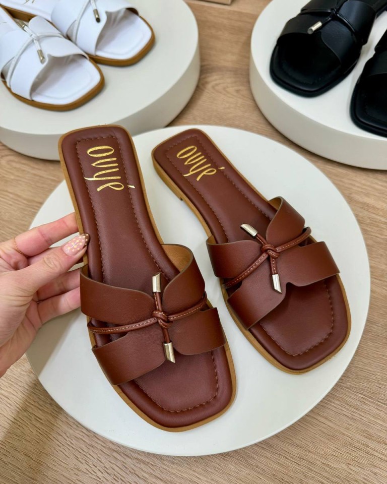 Ciabatta nodo nappa cioccolato Ovyè Shop Online Ciabatta nodo nappa cioccolato Ovyè