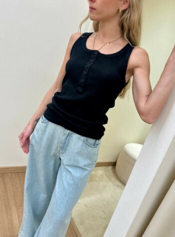 Shop Online Canotta con bottoni nera HaveOne