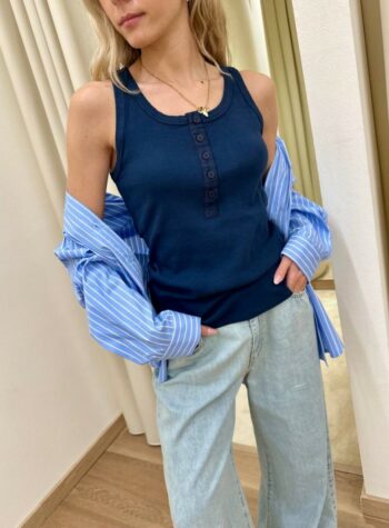 Shop Online Canotta con bottoni blu HaveOne