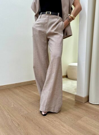 Shop Online Pantalone palazzo con cintura sabbia Kontatto