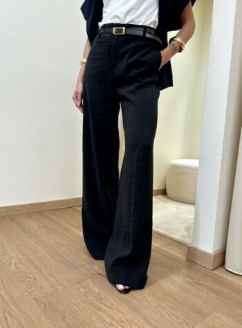 Shop Online Pantalone palazzo con cintura nero Kontatto