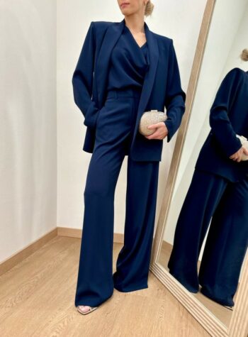 Shop Online Giacca fluida rever sciallato blu Vicolo