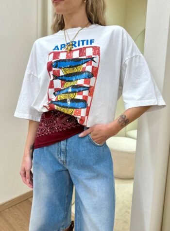 Shop Online T-shirt over bianca stampa Aperitif HaveOne