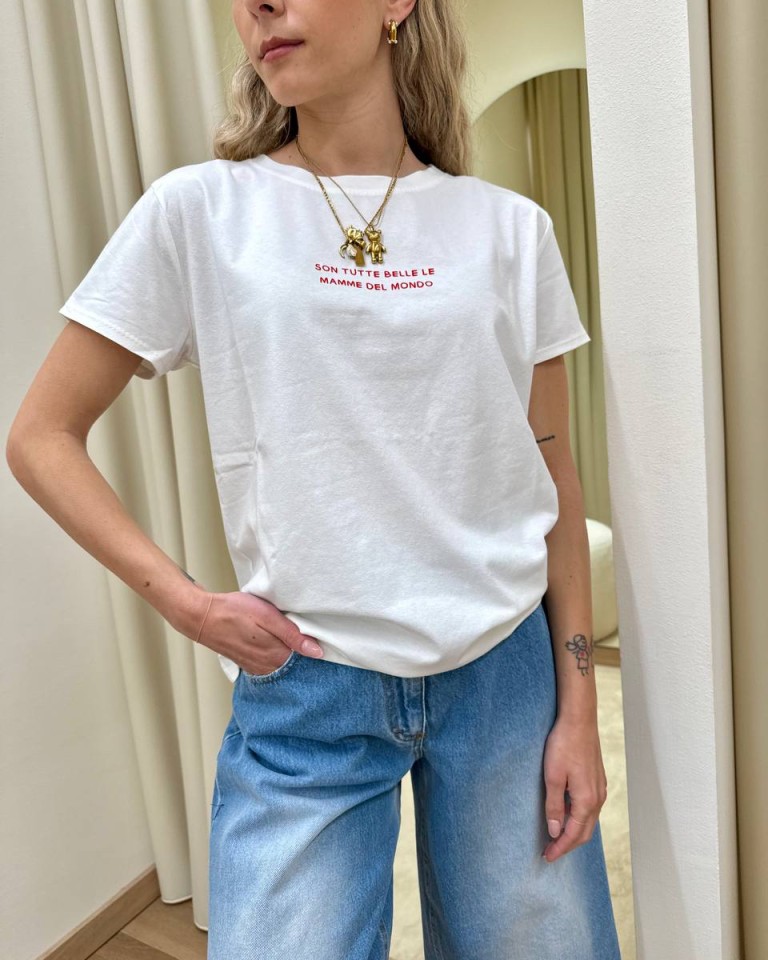 T-shirt regular bianca stampa "son tutte belle le mamme.." Vicolo Shop Online T-shirt regular bianca stampa "son tutte belle le mamme.." Vicolo