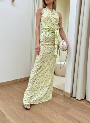 Shop Online Top Debbie incrociato micro fiori giallo pastello Mar De Margaritas