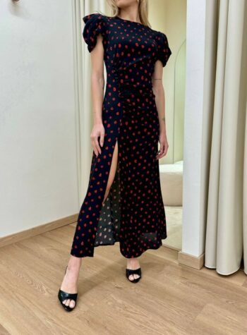 Shop Online Vestito midi Kristel nero rose rosse Mar De Margaritas