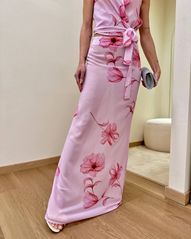 Gonna lunga Gisel fiori rosa Mar De Margaritas Shop Online Gonna lunga Gisel fiori rosa Mar De Margaritas