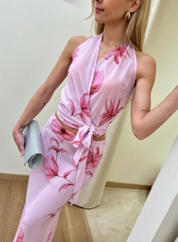 Shop Online Top Debbie incrociato fiori rosa Mar De Margaritas