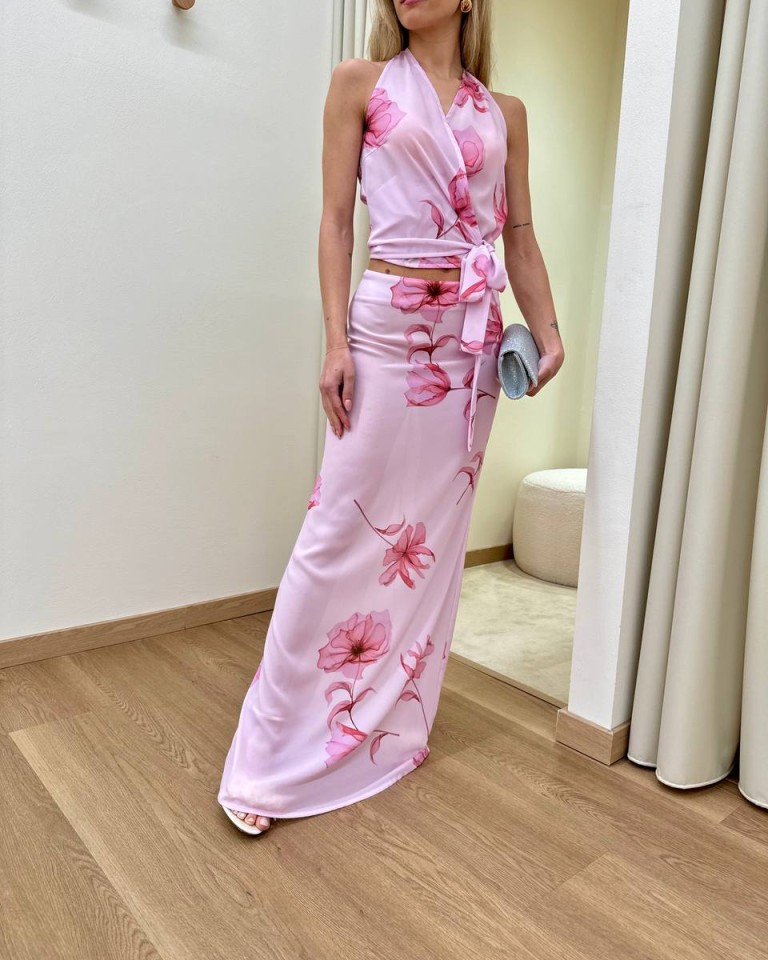 Gonna lunga Gisel fiori rosa Mar De Margaritas Shop Online Gonna lunga Gisel fiori rosa Mar De Margaritas