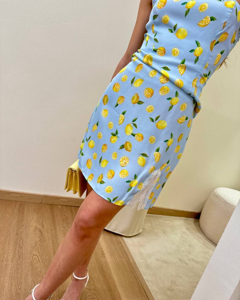 Gonna corta Dalia celeste limoni Mar De Margaritas Shop Online Gonna corta Dalia celeste limoni Mar De Margaritas