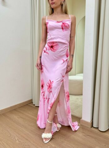 Shop Online Vestito lungo Kelly fiori rosa Mar De Margaritas