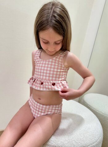Shop Online Costume due pezzi quadretti rosa Lil’ Atelier