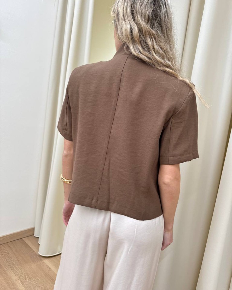 Giacca coreana manica corta cioccolato HaveOne Shop Online Giacca coreana manica corta cioccolato HaveOne