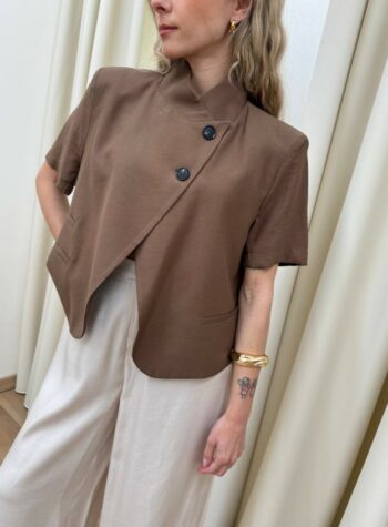 Shop Online Giacca coreana manica corta cioccolato HaveOne