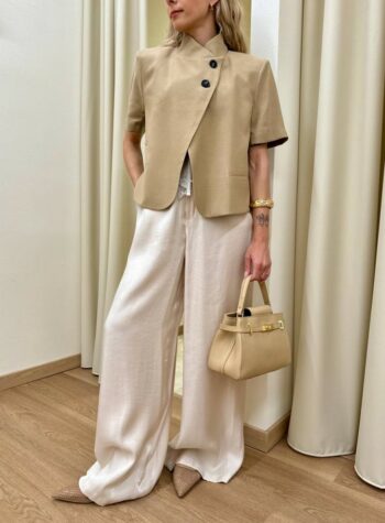 Shop Online Giacca coreana manica corta beige HaveOne