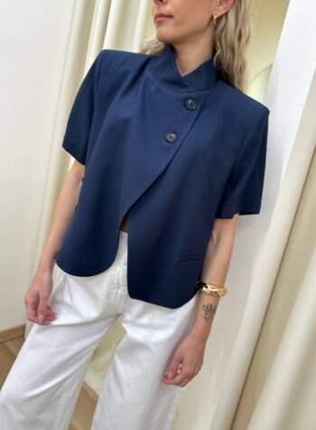 Shop Online Giacca coreana manica corta blu HaveOne