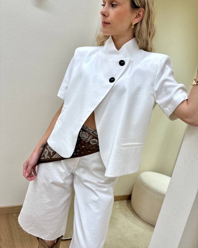 Giacca coreana manica corta bianca HaveOne Shop Online Giacca coreana manica corta bianca HaveOne