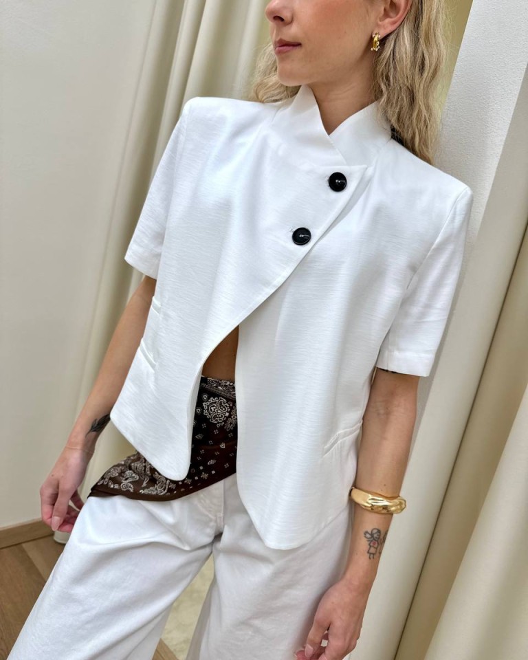 Giacca coreana manica corta bianca HaveOne Shop Online Giacca coreana manica corta bianca HaveOne