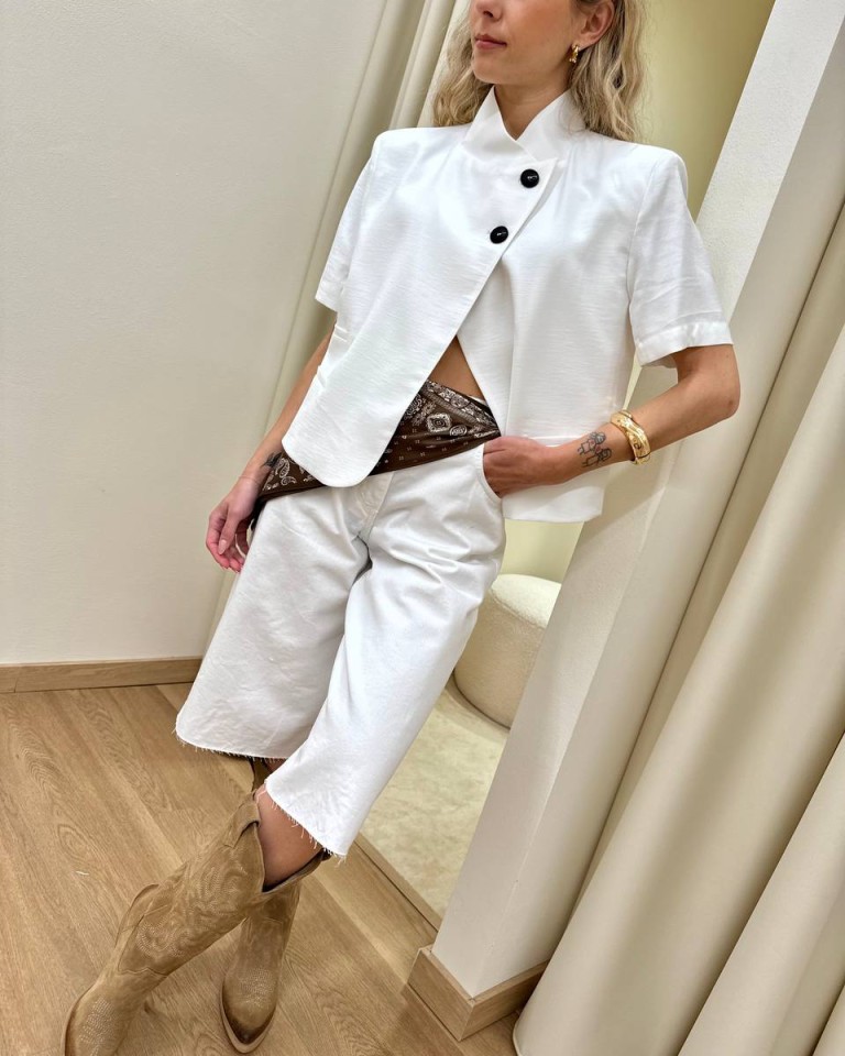 Giacca coreana manica corta bianca HaveOne Shop Online Giacca coreana manica corta bianca HaveOne