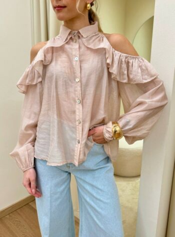 Shop Online Camicia cut out spalle rosa cipria Susy Mix