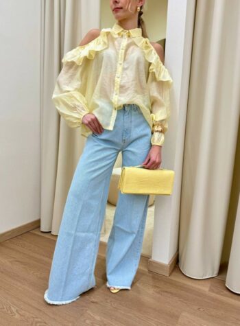 Shop Online Camicia cut out spalle giallo pastello Susy Mix