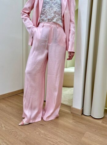Shop Online Pantalone tessuto semilucido rosa chiaro HaveOne