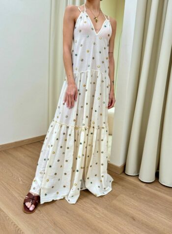 Shop Online Vestito burro ricami e paillettes Souvenir