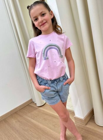 Shop Online T-shirt rosa pastello stampa arcobaleno NameIt