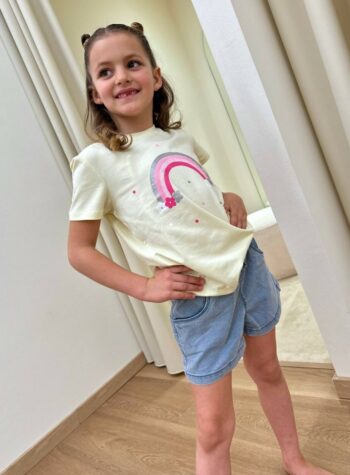 Shop Online T-shirt giallo pastello stampa arcobaleno NameIt