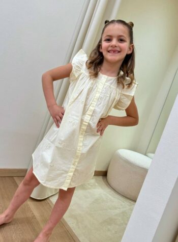 Shop Online Vestito ricami farfalle giallo pastello Name It