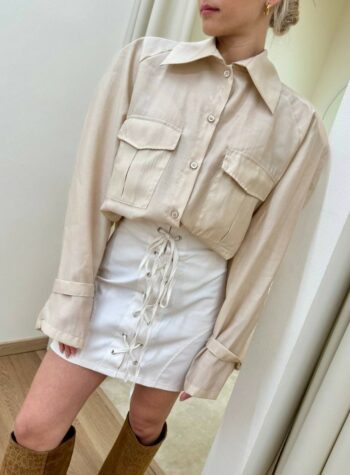 Shop Online Camicia over maxi spalline beige Vicolo