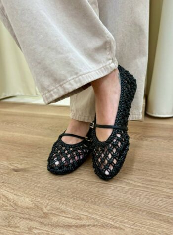 Shop Online Mary jane ecopelle intrecciata nera Ovyè