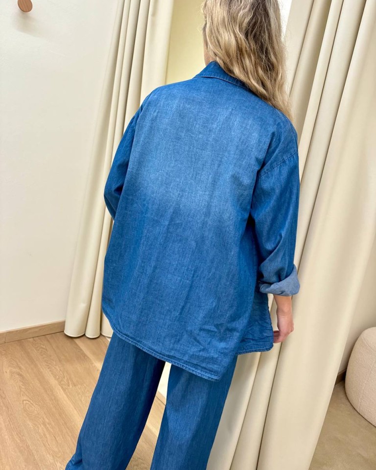 Camicia in chambray blu sfumato Vicolo Shop Online Camicia in chambray blu sfumato Vicolo